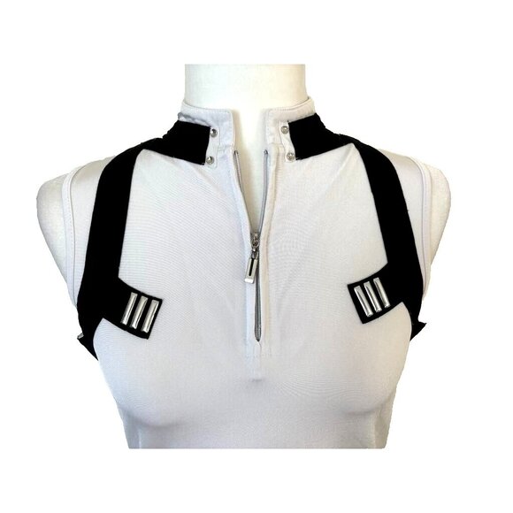 JAMIE SADOCK Sleeveless Golf Polo Shirt Top Size Small White Black 1/4 Zip - Picture 2 of 6